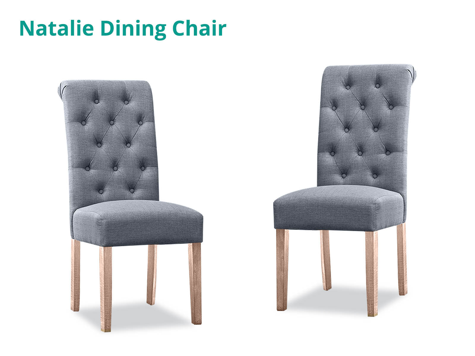 Natalie Linen Dining Chair Grey - Set of 2